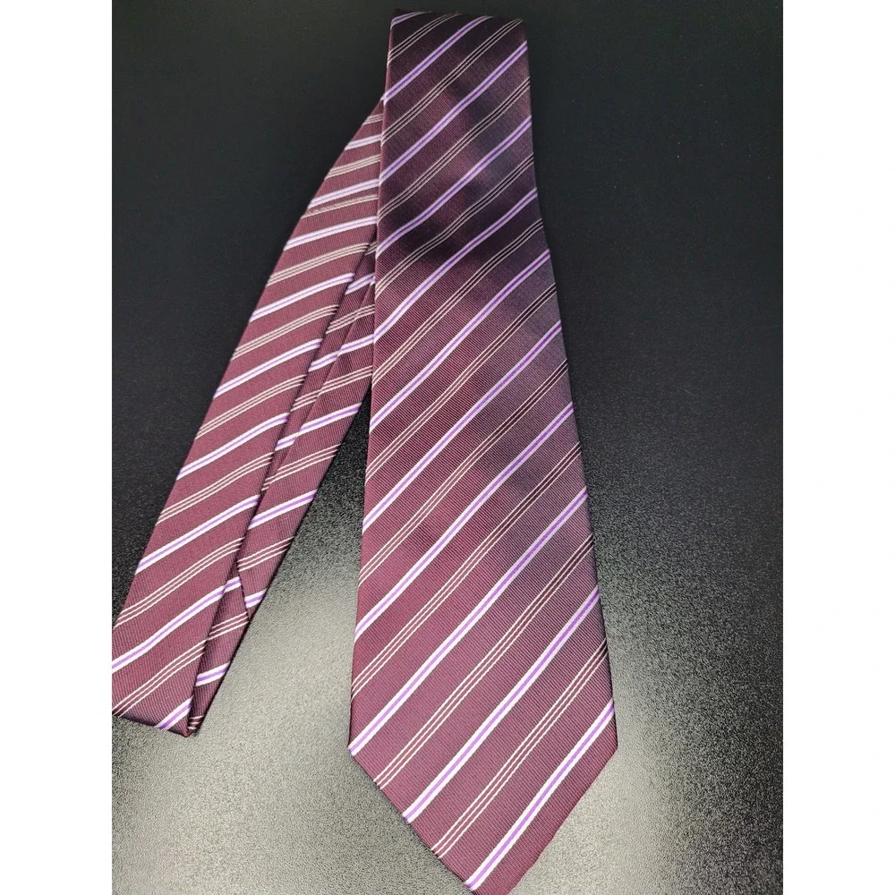 Lanvin Men's Necktie Burgundy Striped Silk 3.75